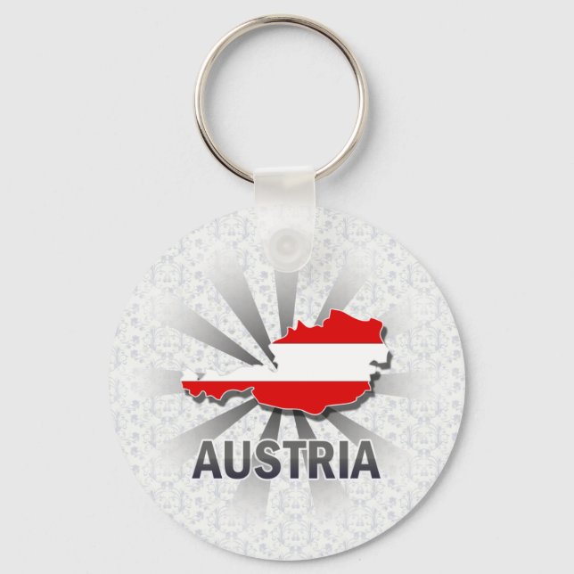 Austria Flag Map 2.0 Key Ring (Front)