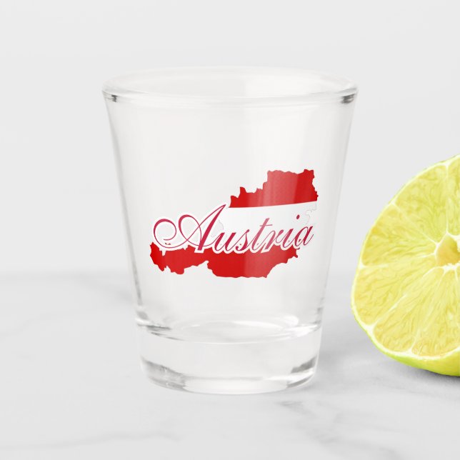 Austria flag map shot glass (Front)