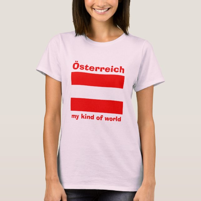 Austria Flag + Map + Text T-Shirt (Front)