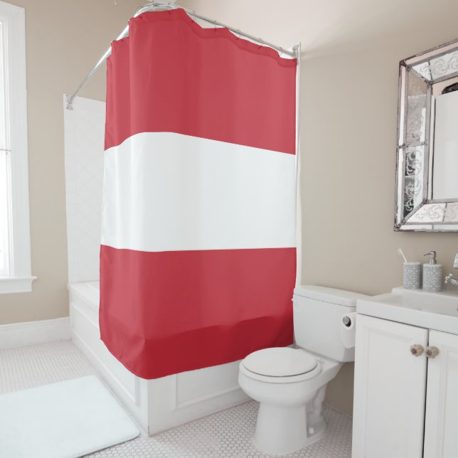Austria flag shower curtain (In Situ)