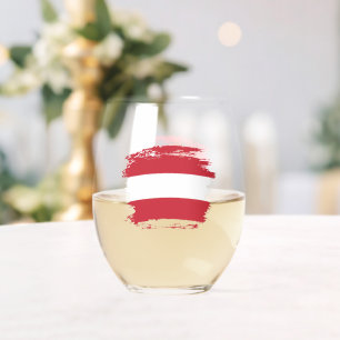 Austria flag stemless wine glass
