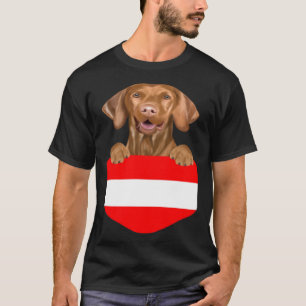 Austria Flag Vizsla Dog In Pocket T-Shirt