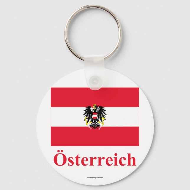Austria Flag with Name in German Key Ring (Front)