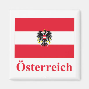 Austria Flag with Name in German Magnet