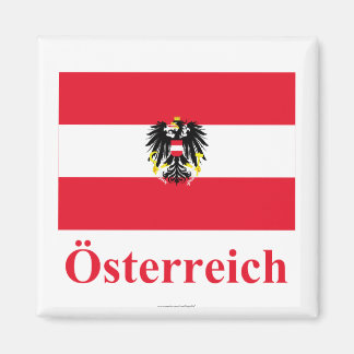 Austria Flag with Name in German Magnet