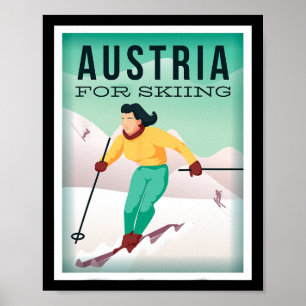 Austria For Skiing Pistensau And Skihaserl Get On Poster
