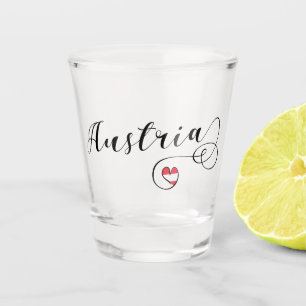 Austria Heart Mug, Austrian Flag Shot Glass