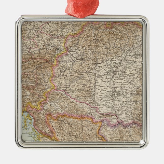 Austria Hungarian Empire Map Metal Tree Decoration (Front)