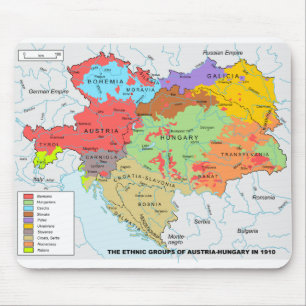 Austria-Hungary Map of Ethnic Diversity in 1910 Mouse Pad