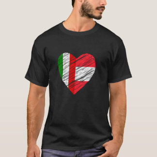 Austria Italy Heart Italian Flag Austrian Flag Lov T-Shirt