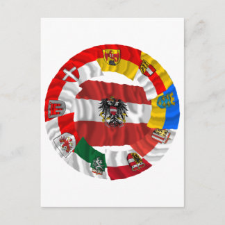 Austria & its Laender Waving Flags Postcard