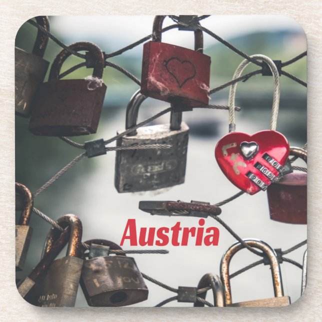 Austria Love Locks Bridge Salzburg Coaster (Front)