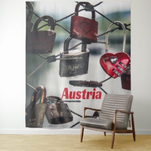 Austria Love Locks Bridge Salzburg Tapestry