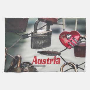 Austria Love Locks Bridge Salzburg Tea Towel
