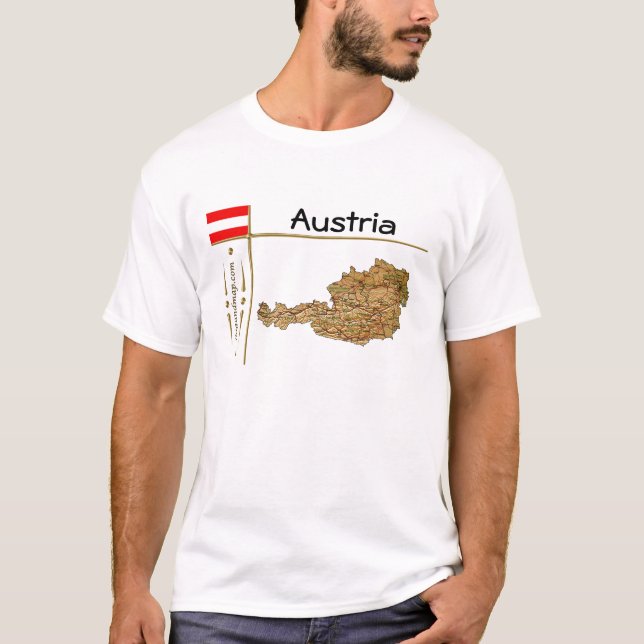 Austria Map + Flag + Title T-Shirt (Front)