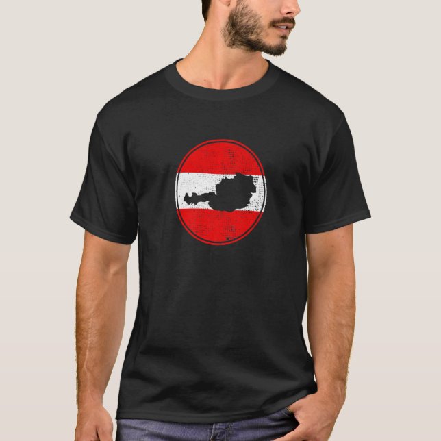 Austria Map Vintage Austrian Flag T-Shirt (Front)