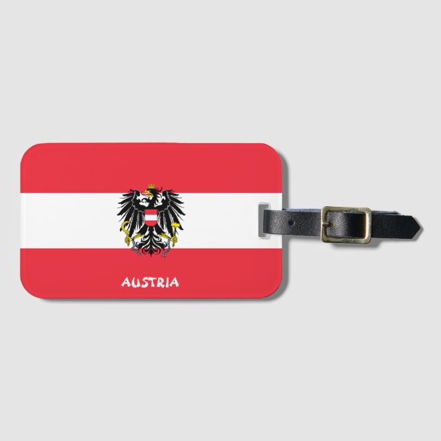 Austria National Flag Patriotic Luggage Tag (Front Horizontal)