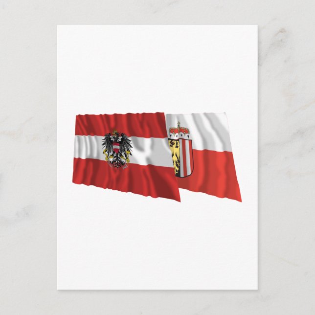 Austria & Oberoesterreich Waving Flags Postcard (Front)
