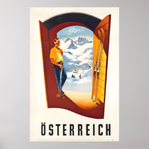 Austria Österreich Winter Sport Vintage Ski Poster