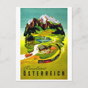Austria, Reiseland, railway, vintage travel Postcard