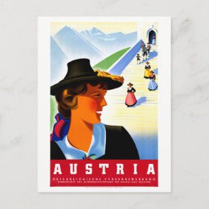 Austria Restored Vintage Travel Poster Postcard
