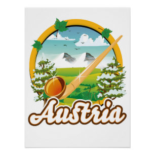 Austria retro travel logo poster