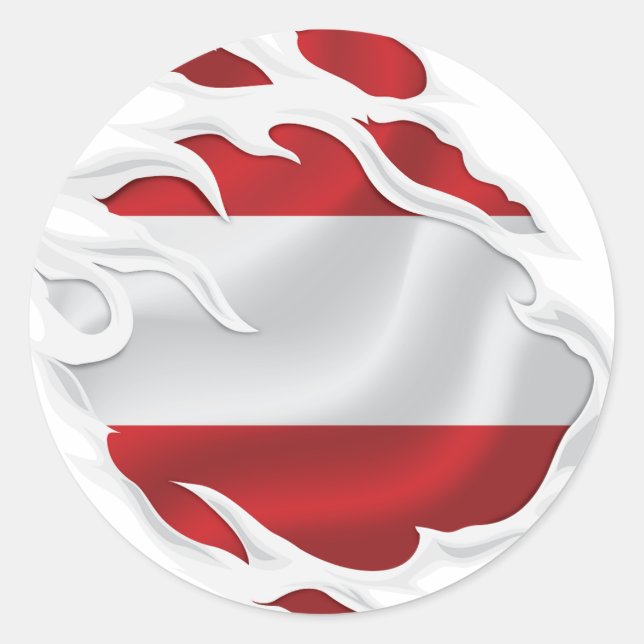 Austria Ripped Flag Classic Round Sticker (Front)