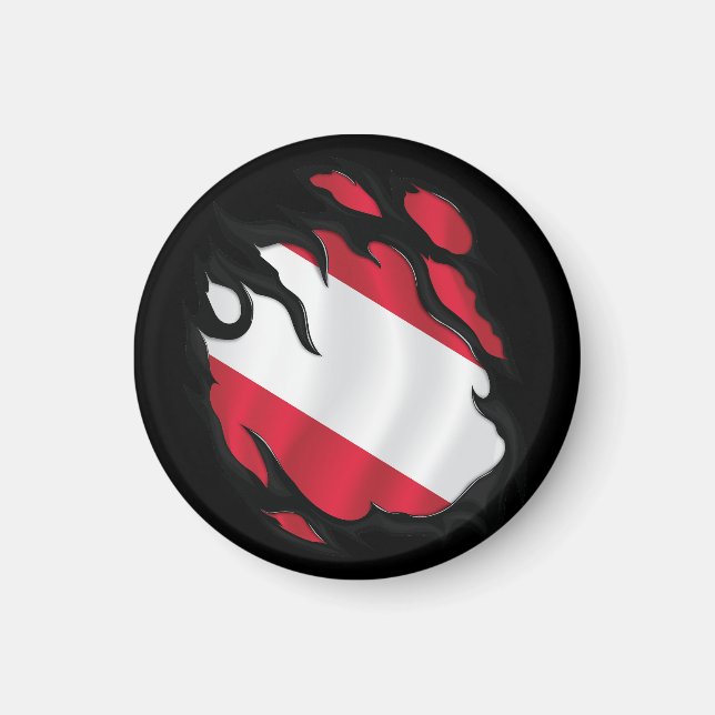 Austria Ripped Flag Magnet (Front)