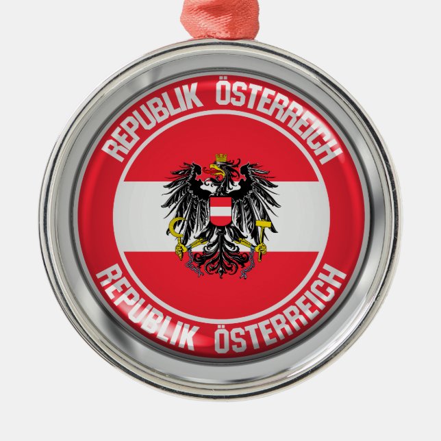 Austria Round Emblem Metal Tree Decoration (Front)