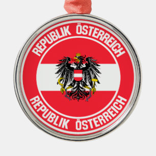 Austria Round Emblem Metal Tree Decoration