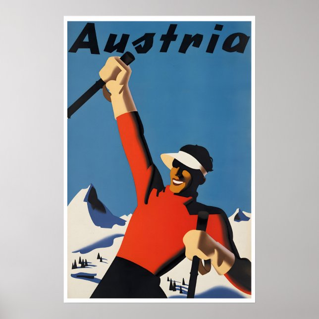 Austria Ski Poster Skiing Print Austrian Art (Front)