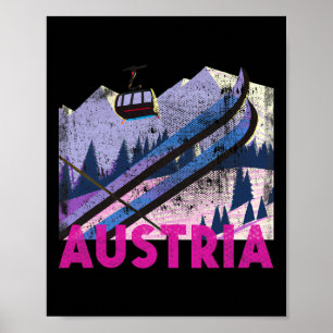 Austria Ski - Vintage Style Austrian Skiing Vacati Poster