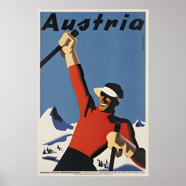 Austria Ski Vintage Travel Poster (Front)