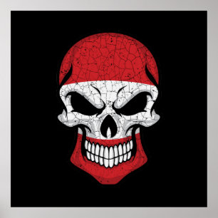 Austria Smiling Skull Flag  Poster