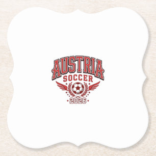 Austria Soccer 2026 Soccer Bold Country Typography Paper Coaster