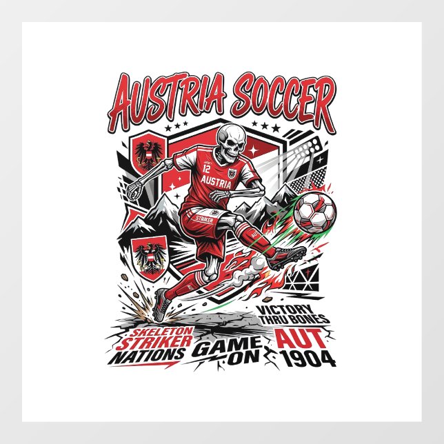 Austria Soccer Skeleton Striker Nations Poster Sty (Sheet)