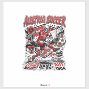 Austria Soccer Skeleton Striker Nations Poster Sty