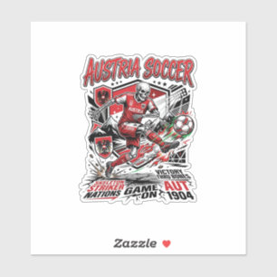 Austria Soccer Skeleton Striker Nations Poster Sty