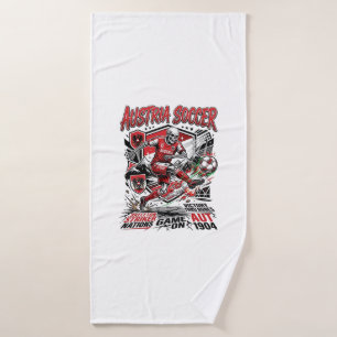 Austria Soccer Skeleton Striker Nations Poster Sty Bath Towel