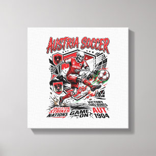 Austria Soccer Skeleton Striker Nations Poster Sty Canvas Print