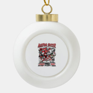 Austria Soccer Skeleton Striker Nations Poster Sty Ceramic Ball Christmas Ornament