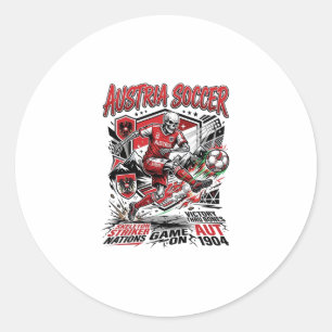Austria Soccer Skeleton Striker Nations Poster Sty Classic Round Sticker