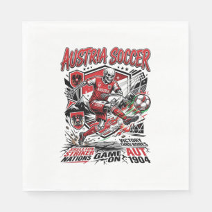 Austria Soccer Skeleton Striker Nations Poster Sty Napkin