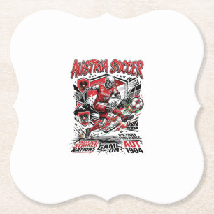 Austria Soccer Skeleton Striker Nations Poster Sty Paper Coaster