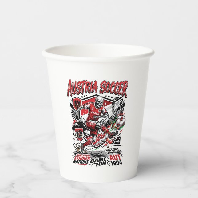 Austria Soccer Skeleton Striker Nations Poster Sty Paper Cups (Front)