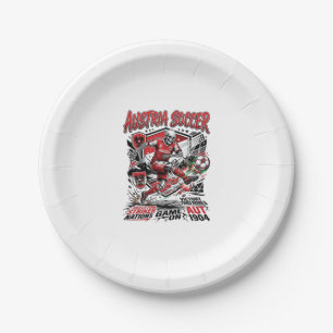 Austria Soccer Skeleton Striker Nations Poster Sty Paper Plate