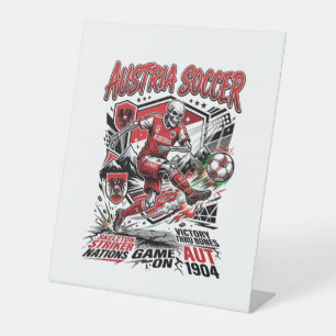 Austria Soccer Skeleton Striker Nations Poster Sty Pedestal Sign