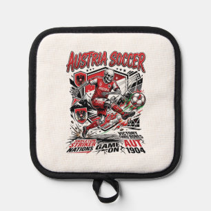 Austria Soccer Skeleton Striker Nations Poster Sty Pot Holder