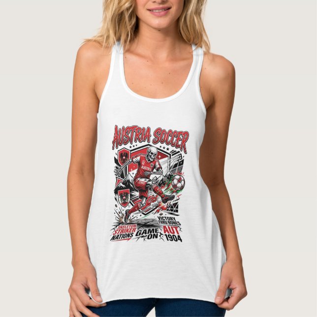 Austria Soccer Skeleton Striker Nations Poster Sty Singlet (Front)