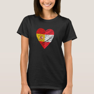 Austria Spain Heart Spanish Flag Austrian Flag Lov T-Shirt